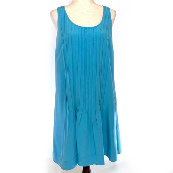 Lauren Ralph Lauren Blue Pleated Shift Dress Women's Size 10 - Picture 1 of 9